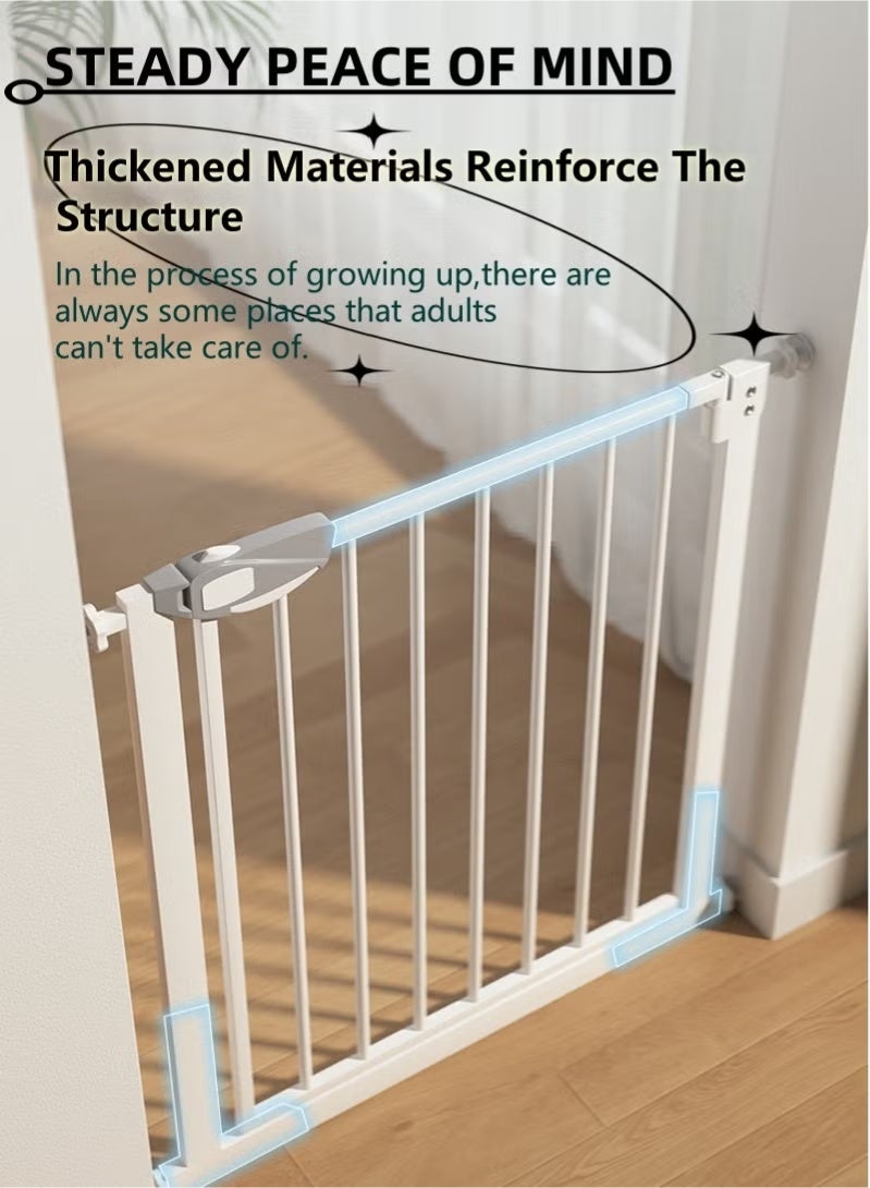 روعة بوابة أمان للأطفال تغلق تلقائيًا، العرض الأقصى 154 سم بما في ذلك رف تمديد 10+20+45 سم، بوابة للكلاب للسلالم، بوابة واسعة جدًا للأطفال (77-154 سم) - Image 3